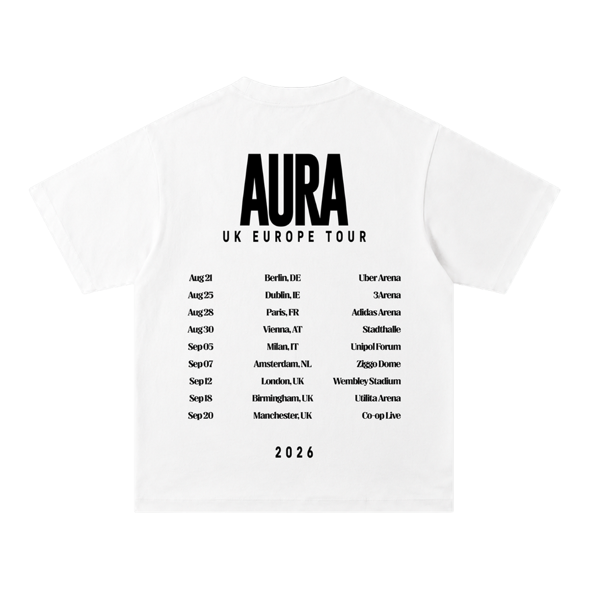 AURA TOUR WEMBLEY 12TH SEPTEMBER T-SHIRT (WHITE)
