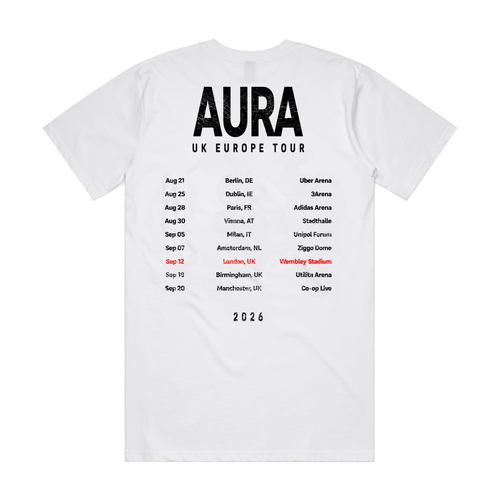 AURA TOUR WEMBLEY 12TH SEPTEMBER T-SHIRT (WHITE) (EU)