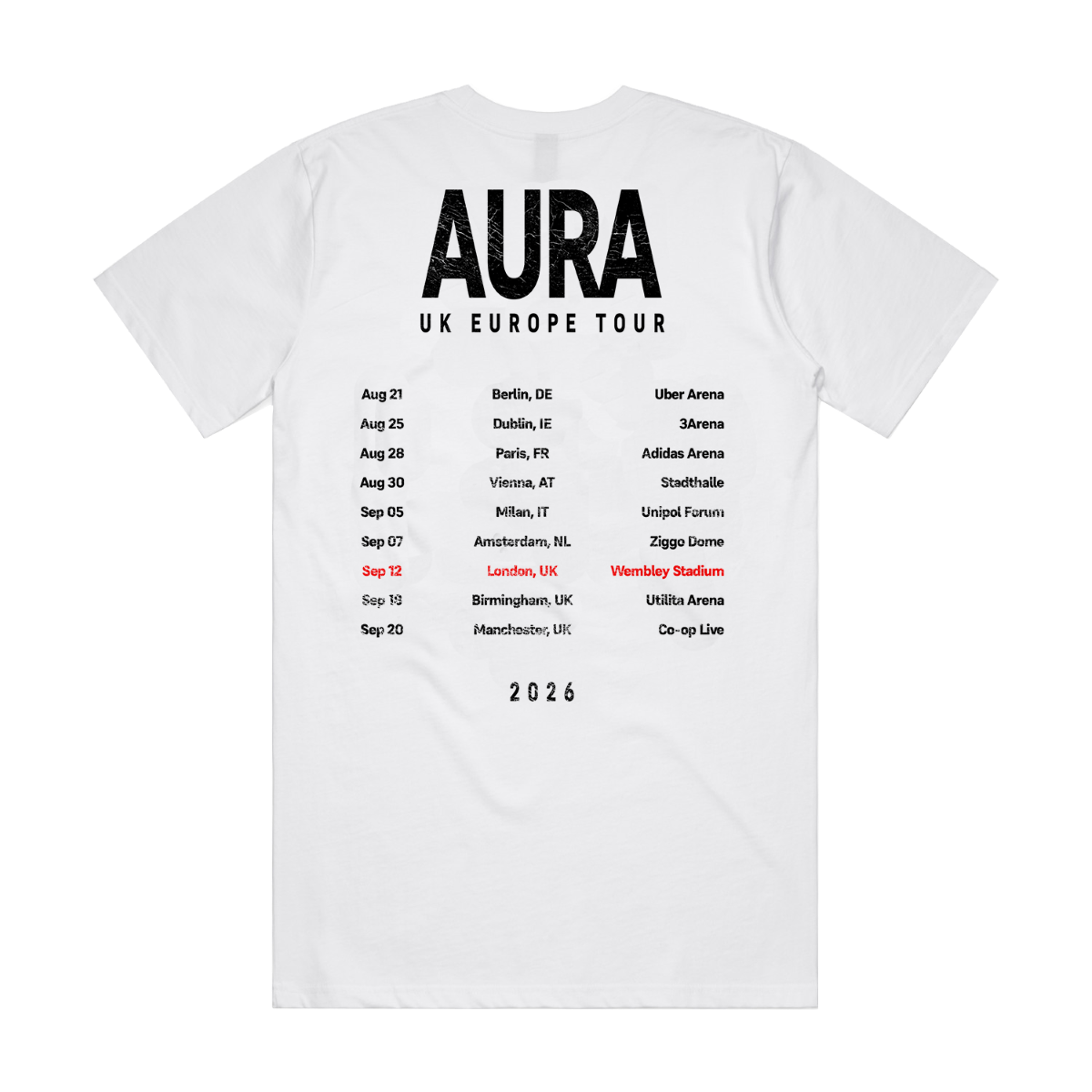 AURA TOUR WEMBLEY 12TH SEPTEMBER T-SHIRT (WHITE)